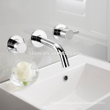 high quality double handle brass wall mounted bathroom wash basin mixer
